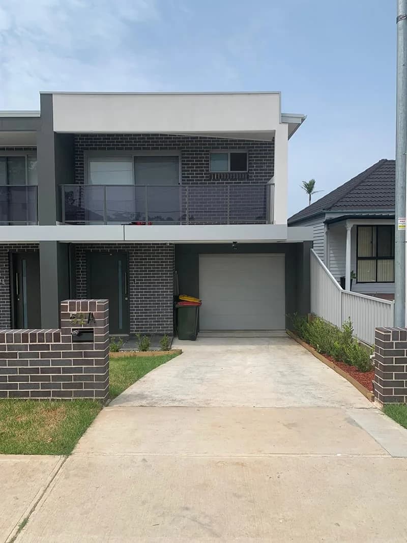 Modern duplex brick front fence