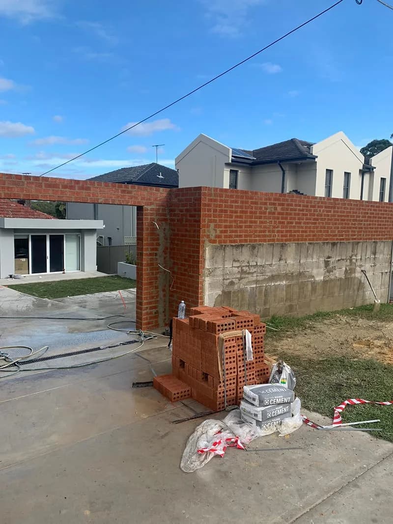 Red brick wall build brick pallet