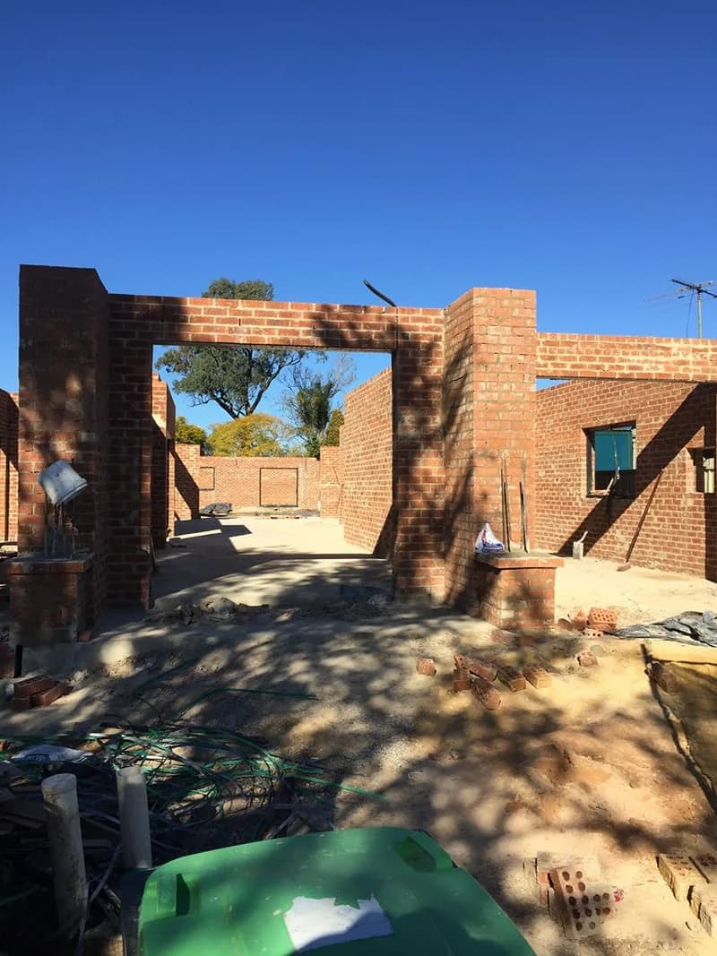 Red brick walls doorway opening